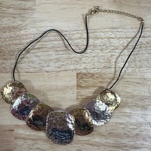 Silver and Gd Hammered Necklace